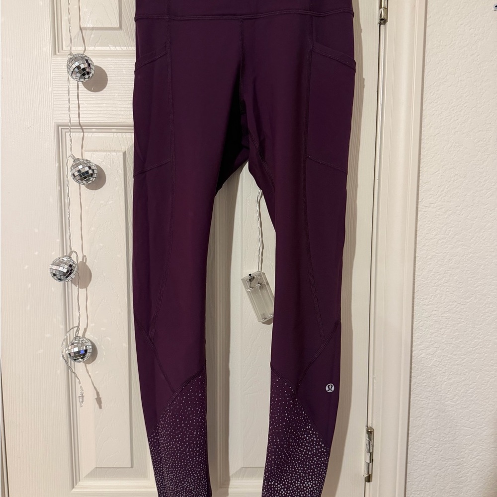 Lululemon purple Leggings with White Dot Detail